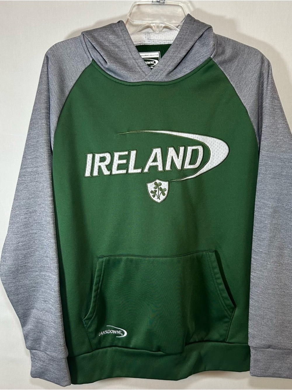 Ireland Green and Gray Hooded Pullover Sweatshirt